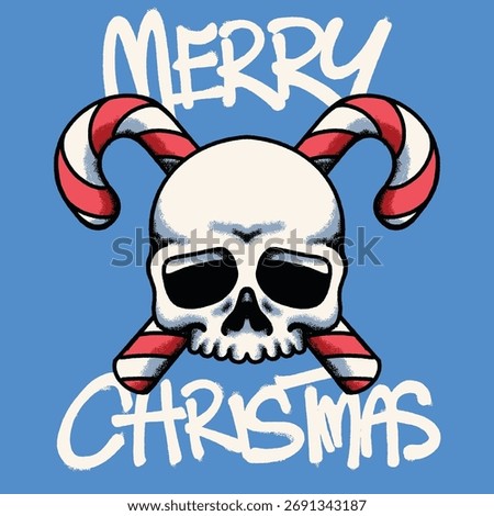 Christmas skull hand drawn tshirt illustration