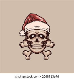 christmas skull illustration vector design
