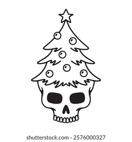 christmas skull on white background