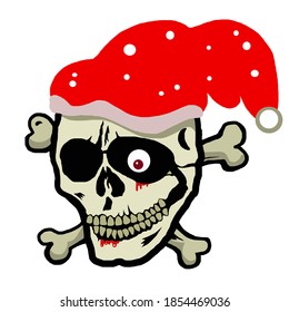 Christmas skull with red hat