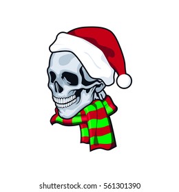 Christmas and Skull Right Face Vector Illustration