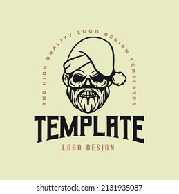 christmas skull template logo. vector