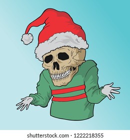christmas skull vector