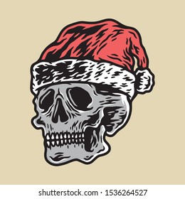 Christmas Skull Vector Illustration concept