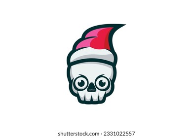 christmas skull vector template logo design