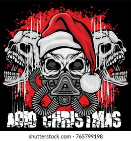 Christmas skull-grunge.vintage design t-shirts