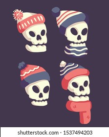 Christmas skulls wearing santa hat