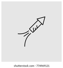 Christmas sky rocket vector line icon.