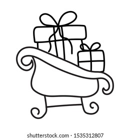 christmas sled with gifts boxes presents vector illustration design