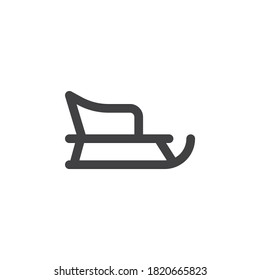 Christmas sled line icon. linear style sign for mobile concept and web design. Santa's sleigh outline vector icon. Symbol, logo illustration. Vector graphics