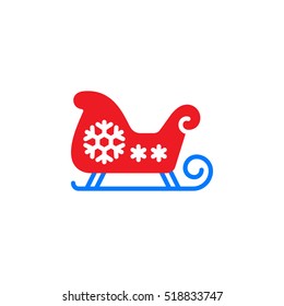 Christmas Sled, Santa's Sleigh icon vector, filled flat sign, solid colorful pictogram isolated on white, logo illustration