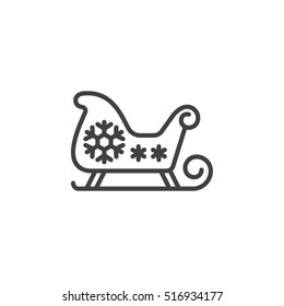 Christmas Sled, Santa's Sleigh line icon, outline vector sign, linear pictogram isolated on white. logo illustration