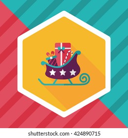 Christmas sled toy flat icon with long shadow,eps10