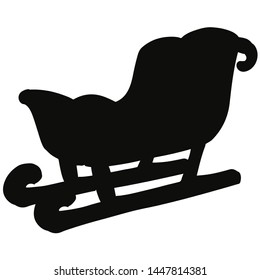 Christmas Sleigh Black Silhouette Isolated Contour Stock Vector 