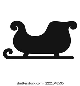 Christmas sleigh. Black silhouette. Vector illustration isolated on white background. Design element. Template for your design, books, stickers, posters, cards, child clothes.