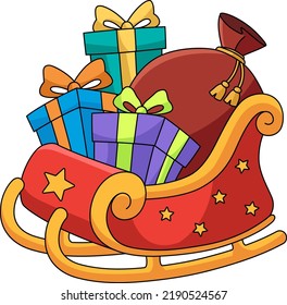 Christmas Sleigh Cartoon Colored Clipart 