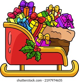 Christmas Sleigh Cartoon Colored Clipart 