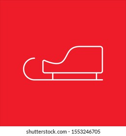 Christmas sleigh  element in flat simple style on red background.