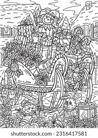 Christmas Sleigh filled with Gifts Adults Coloring