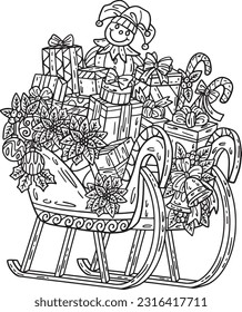 Christmas Sleigh filled with Gifts Isolated Adults