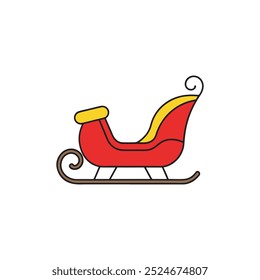 Christmas sleigh flat icon, logo, santa sleigh for christmas design isolated on white background.