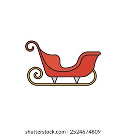 Christmas sleigh flat icon, logo, santa sleigh for christmas design isolated on white background.