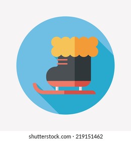 Christmas sleigh flat icon with long shadow,eps10