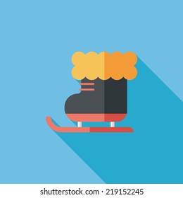 Christmas sleigh flat icon with long shadow,eps10