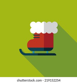 Christmas sleigh flat icon with long shadow,eps10
