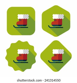 Christmas sleigh flat icon with long shadow,eps10