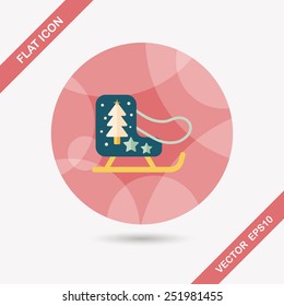 Christmas sleigh flat icon with long shadow,eps10