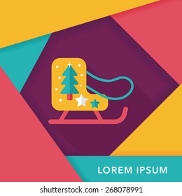 Christmas sleigh flat icon with long shadow,eps10