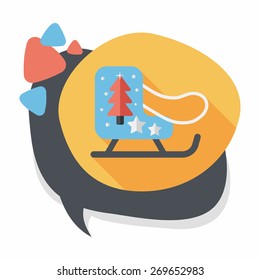 Christmas sleigh flat icon with long shadow,eps10
