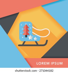 Christmas sleigh flat icon with long shadow,eps10