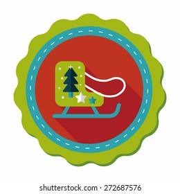 Christmas sleigh flat icon with long shadow,eps10
