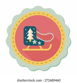 Christmas sleigh flat icon with long shadow,eps10
