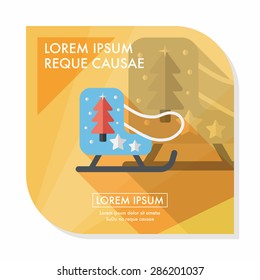 Christmas sleigh flat icon with long shadow,eps10