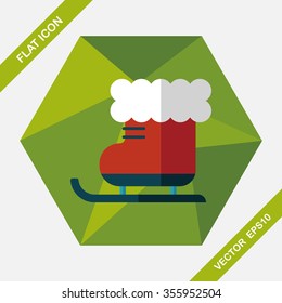 Christmas sleigh flat icon with long shadow,eps10