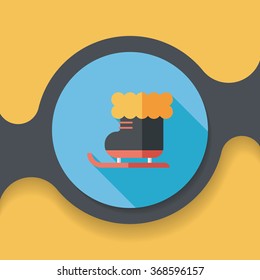 Christmas sleigh flat icon with long shadow,eps10