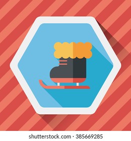 Christmas sleigh flat icon with long shadow,eps10
