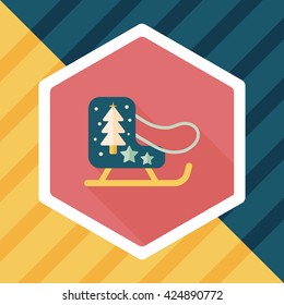 Christmas sleigh flat icon with long shadow,eps10
