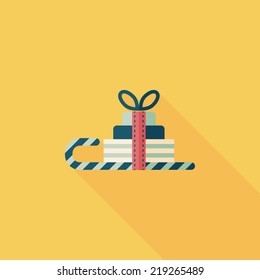 Christmas sleigh gift basket flat icon with long shadow,eps10