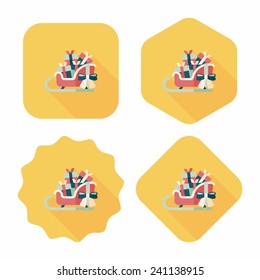 Christmas sleigh gift basket flat icon with long shadow,eps10