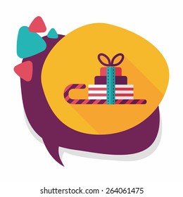 Christmas sleigh gift basket flat icon with long shadow,eps10