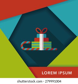 Christmas sleigh gift basket flat icon with long shadow,eps10