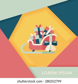 Christmas sleigh gift basket flat icon with long shadow,eps10