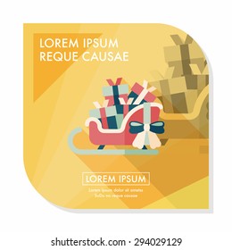 Christmas sleigh gift basket flat icon with long shadow,eps10