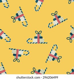 Christmas sleigh gift basket flat icon,eps10 seamless pattern background
