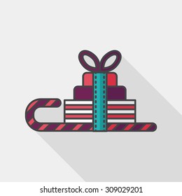Christmas sleigh gift basket flat icon with long shadow,eps10