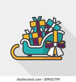 Christmas sleigh gift basket flat icon with long shadow,eps10